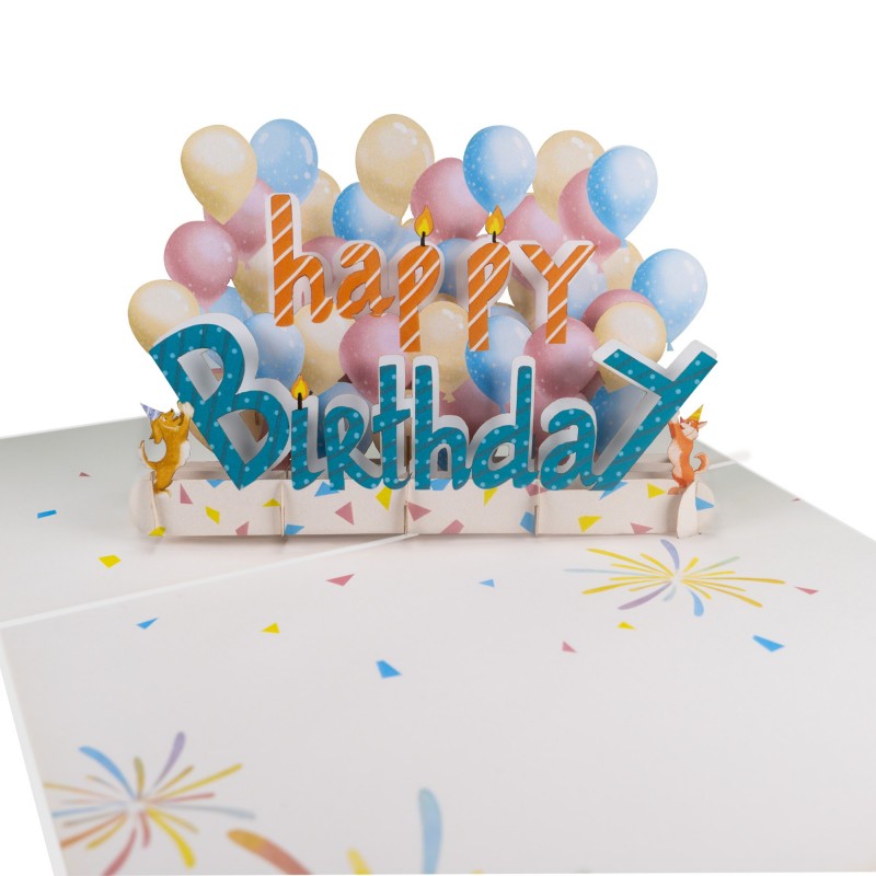 Happy Birthday & Balloon Pop Up Card