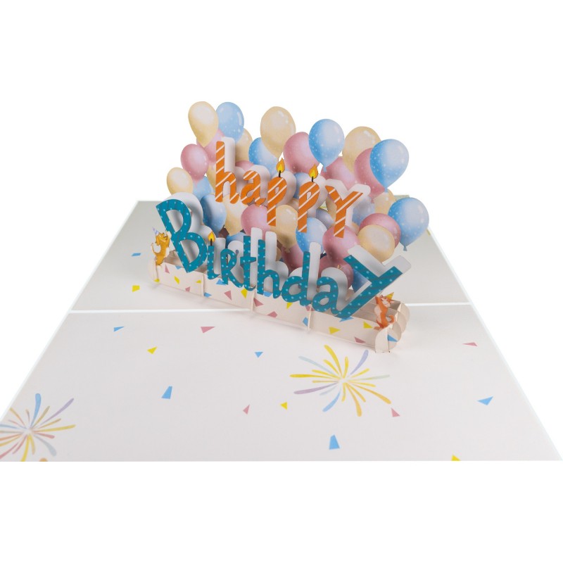 Happy Birthday & Balloon Pop Up Card