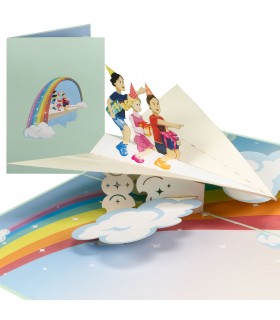 Children On Paper Airplanes Pop Up Card
