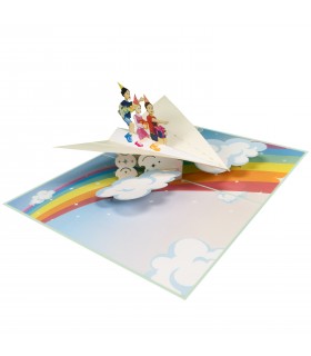Children On Paper Airplanes Pop Up Card