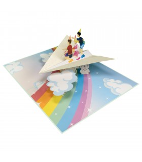 Children On Paper Airplanes Pop Up Card