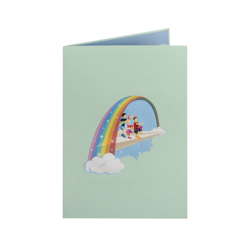 Children On Paper Airplanes Pop Up Card