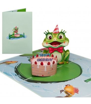 Frog and Birthday Cake Pop Up Card
