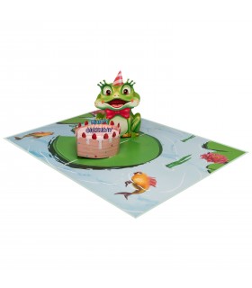 Frog and Birthday Cake Pop Up Card