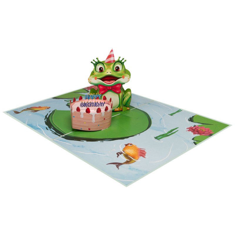 Frog and Birthday Cake Pop Up Card