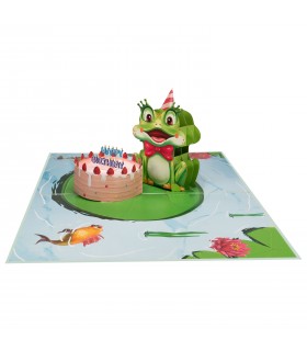 Frog and Birthday Cake Pop Up Card