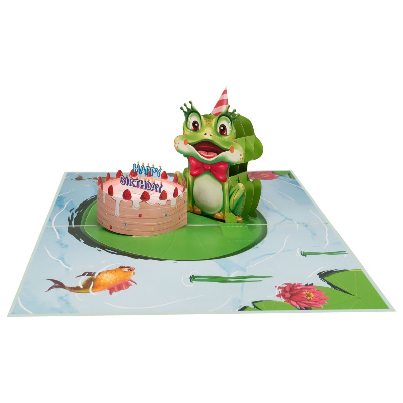 Frog and Birthday Cake Pop Up Card