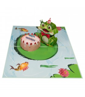 Frog and Birthday Cake Pop Up Card