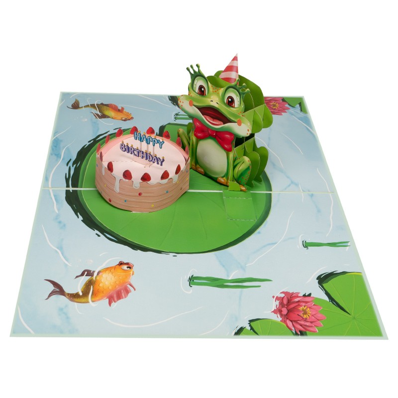 Frog and Birthday Cake Pop Up Card