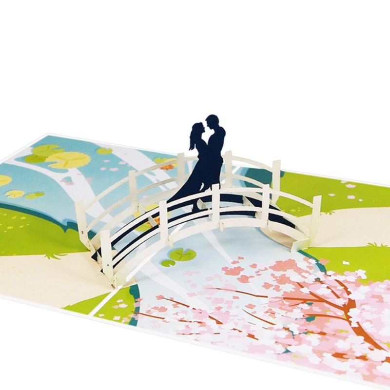 Couple on bridge pop up card detail