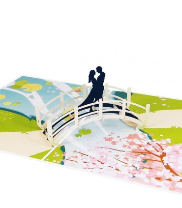 Couple on bridge pop up card detail