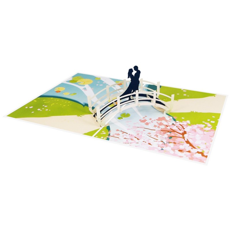 Couple on bridge pop up card overview 1