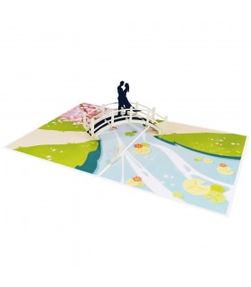 Couple on bridge pop up card overview 2
