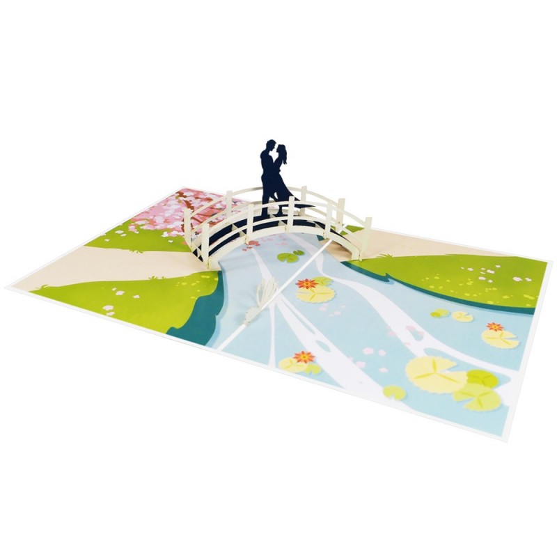Couple on bridge pop up card overview 2