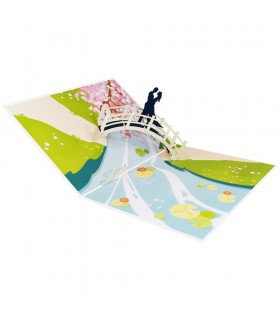 foldable Couple on bridge pop up card