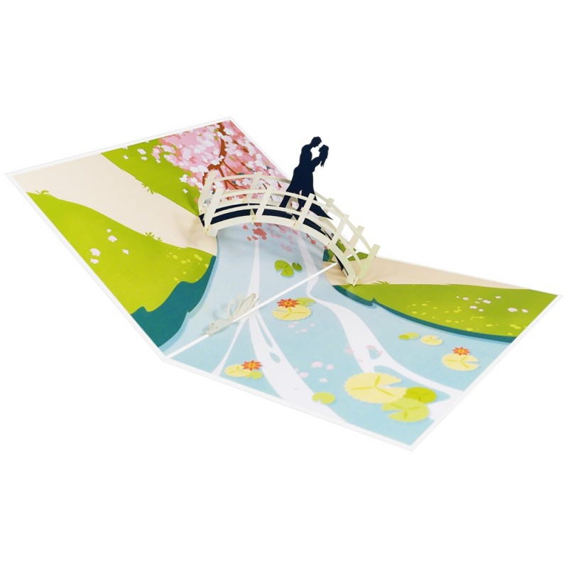 foldable Couple on bridge pop up card