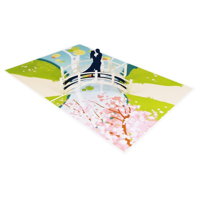 Couple on bridge pop up card overview 3