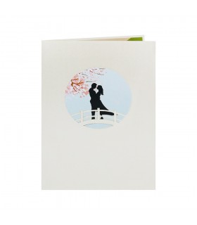 Couple on bridge pop up card cover