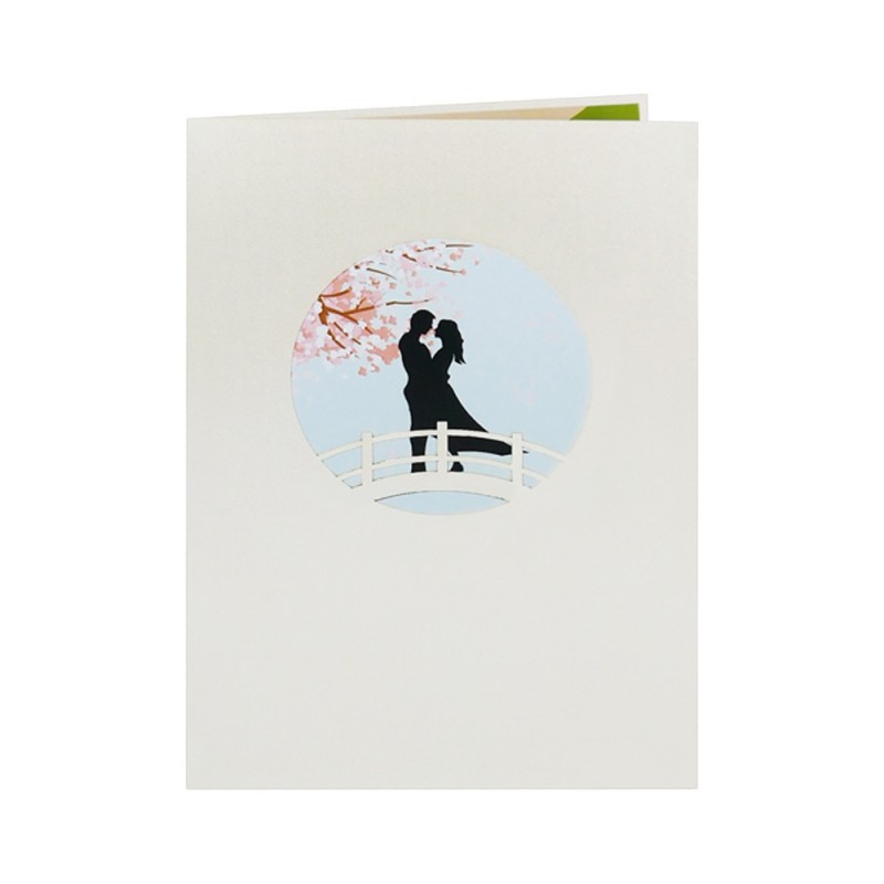 Couple on bridge pop up card cover