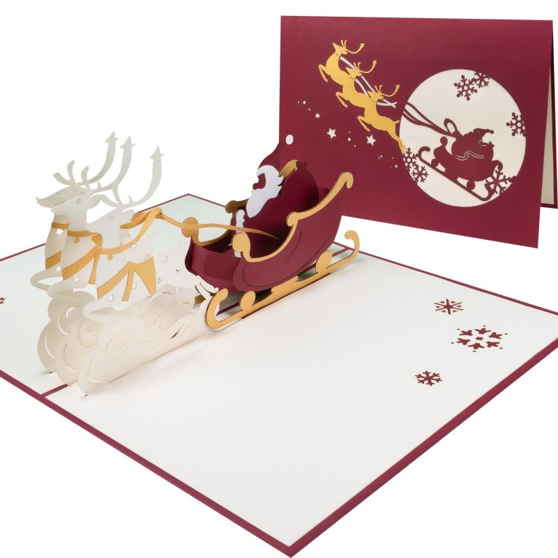 Christmas Card with Santa Claus & Deers