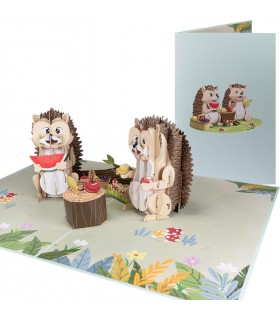 Zwei süße Igel Pop Up Karte
