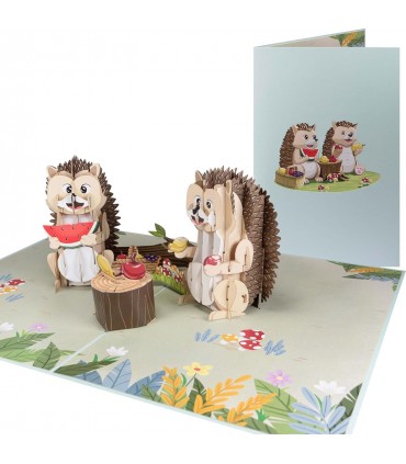 Two cute hedgehogs pop-up card