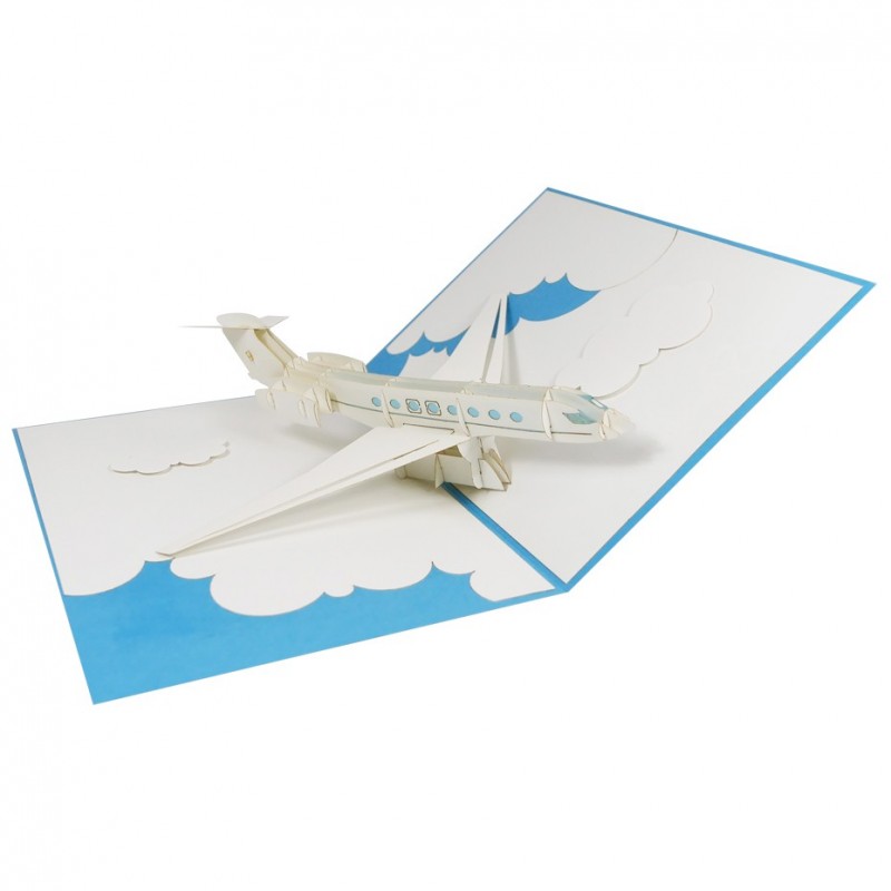 aufklappbare Privatjet Pop Up Karte
