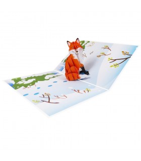 foldable fox pop up card
