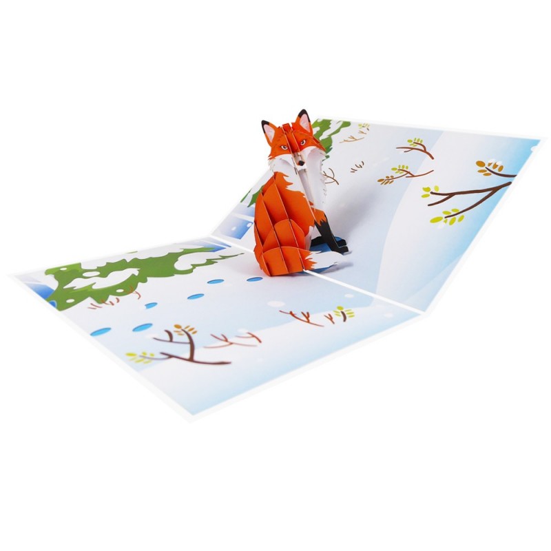 foldable fox pop up card