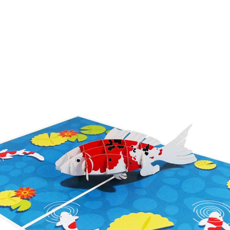 Koi fish pop up card detail
