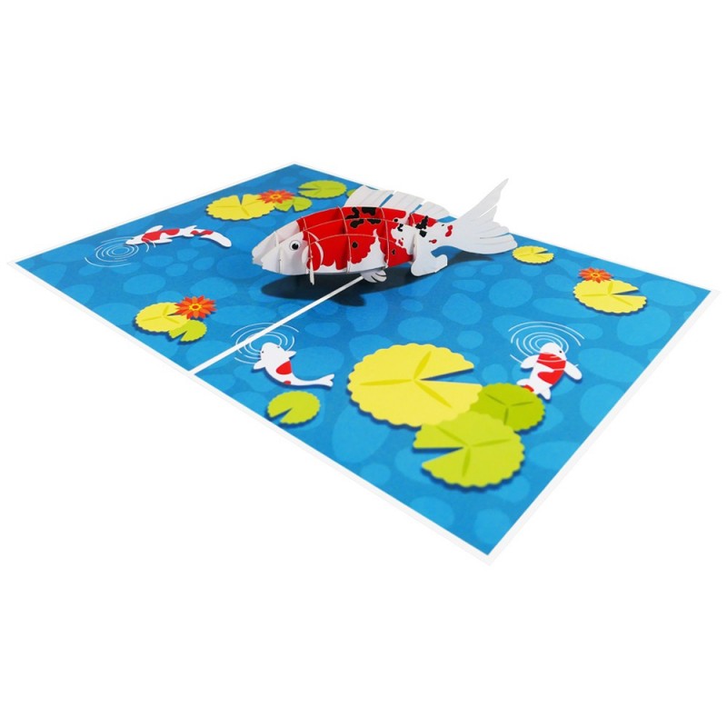 Koi fish pop up card overview 1