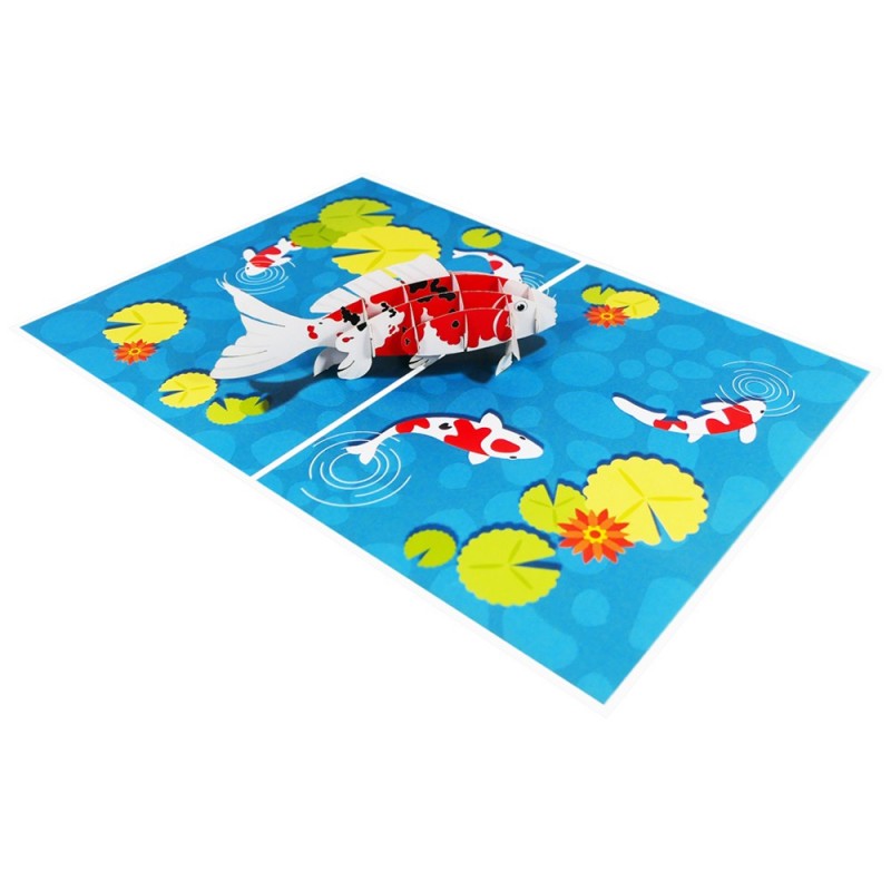 Koi fish pop up card overview 2