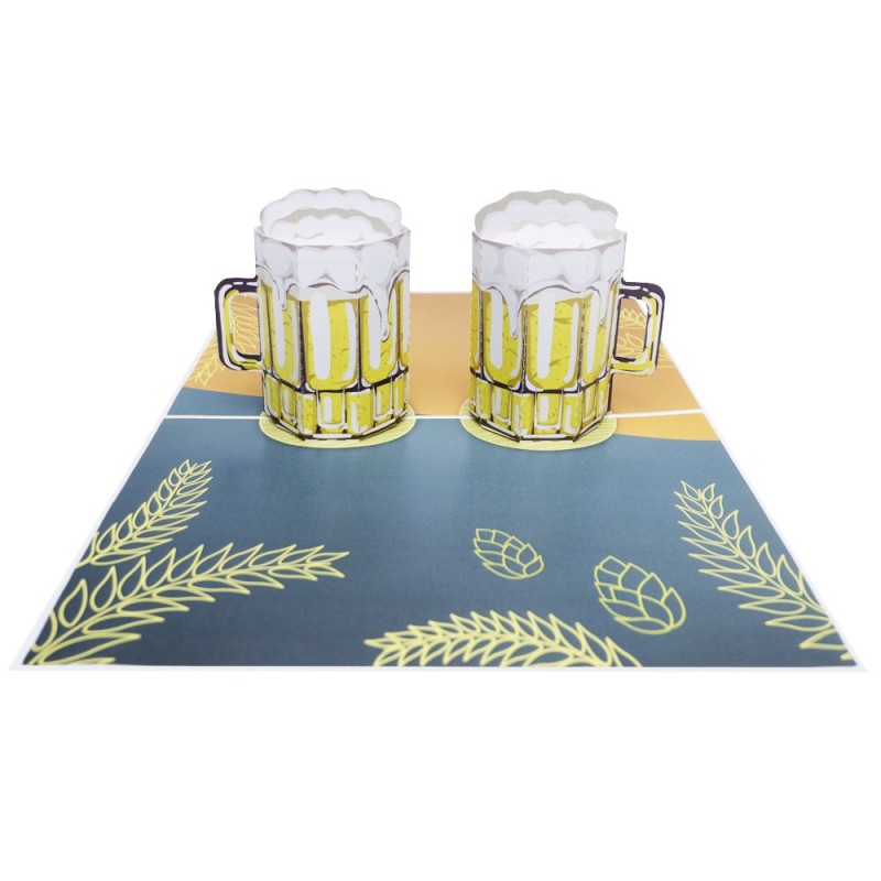 two glasses of beer pop up card overview 1