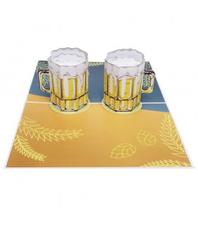 two glasses of beer pop up card overview 2
