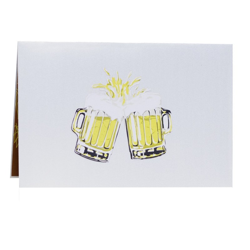 two glasses of beer pop up card cover
