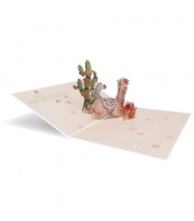 foldable Llama and cactus pop up card
