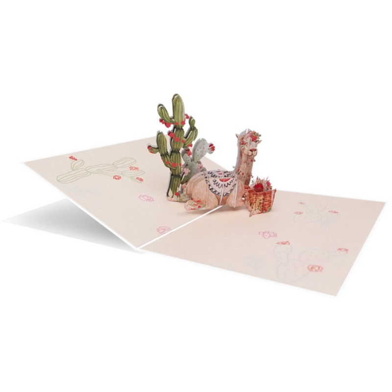 foldable Llama and cactus pop up card
