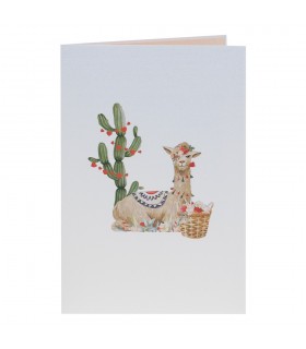 Llama and cactus pop up card cover