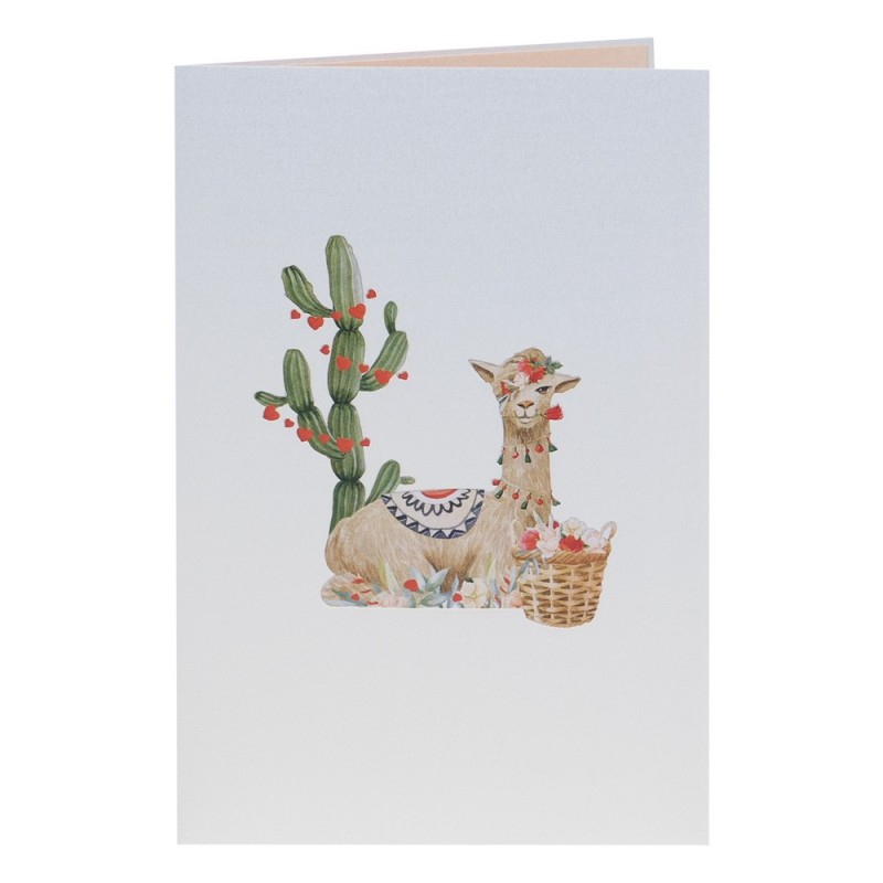Llama and cactus pop up card cover