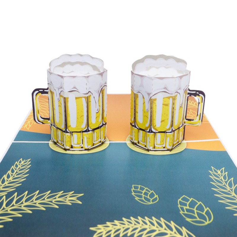 two glasses of beer pop up card detail