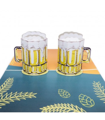 two glasses of beer pop up card detail