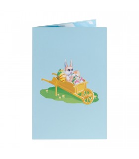 Easter Bunny in Wheelbarrow Pop Up Card