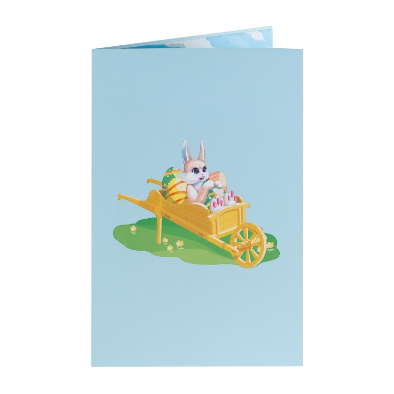 Easter Bunny in Wheelbarrow Pop Up Card