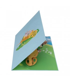 Easter Bunny in Wheelbarrow Pop Up Card