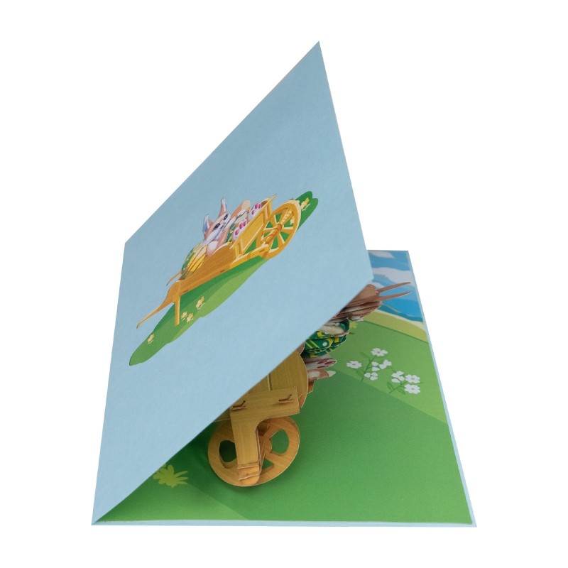 Easter Bunny in Wheelbarrow Pop Up Card