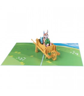 Easter Bunny in Wheelbarrow Pop Up Card