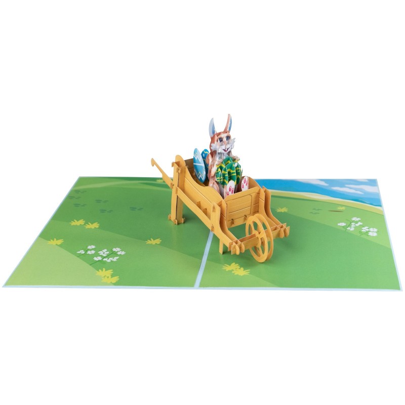 Easter Bunny in Wheelbarrow Pop Up Card