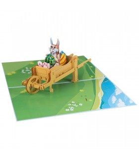 Easter Bunny in Wheelbarrow Pop Up Card
