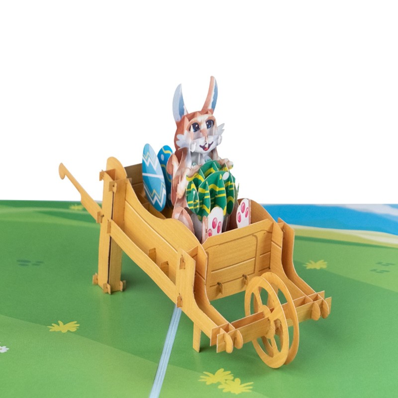 Easter Bunny in Wheelbarrow Pop Up Card
