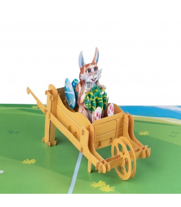 Easter Bunny in Wheelbarrow Pop Up Card